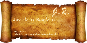 Jovián Rabán névjegykártya